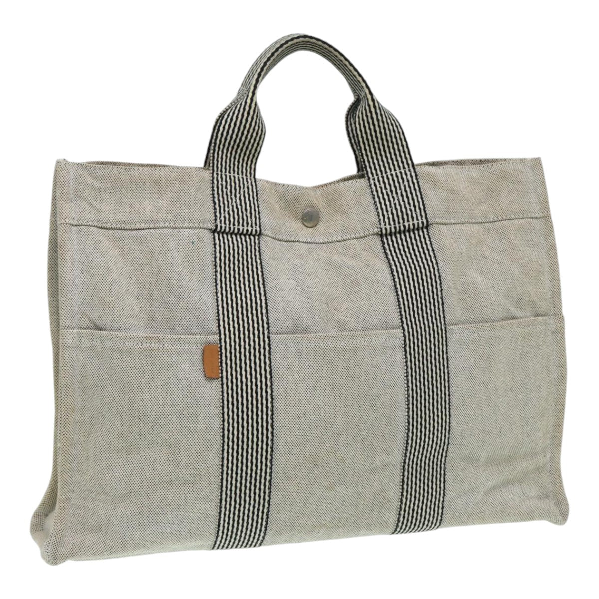 HERMES New Fourre Tout MM Hand Bag Canvas Gray Auth th5184