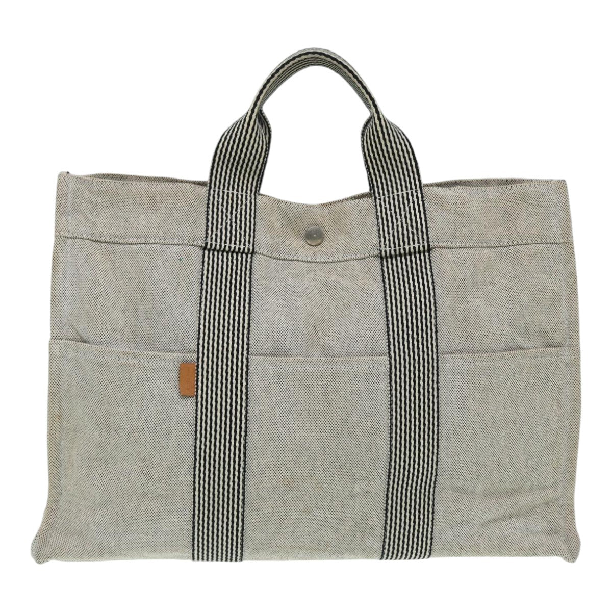 HERMES New Fourre Tout MM Hand Bag Canvas Gray Auth th5184 - 0