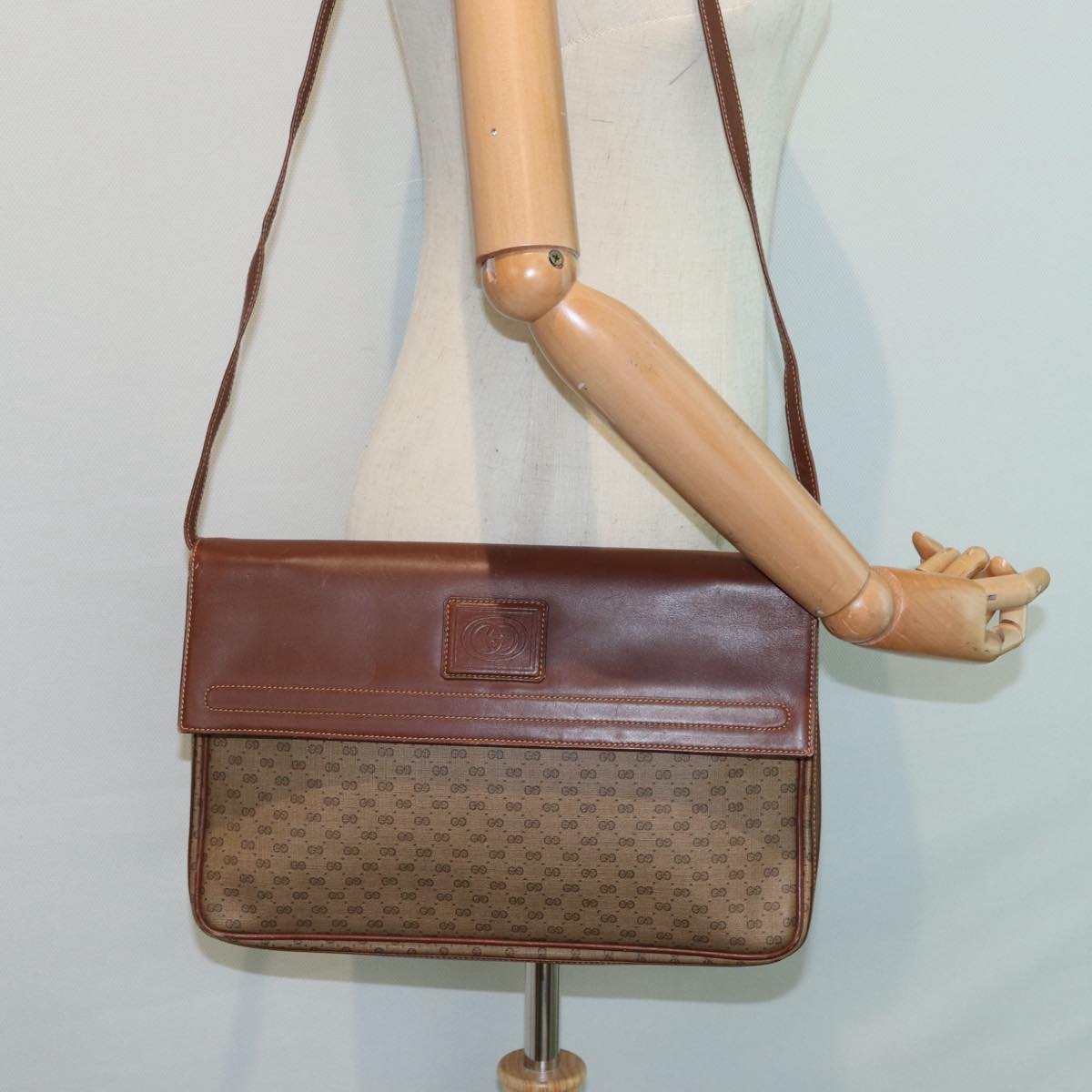 GUCCI Micro GG Supreme Shoulder Bag PVC Brown Beige 004 112 0158 Auth th5194