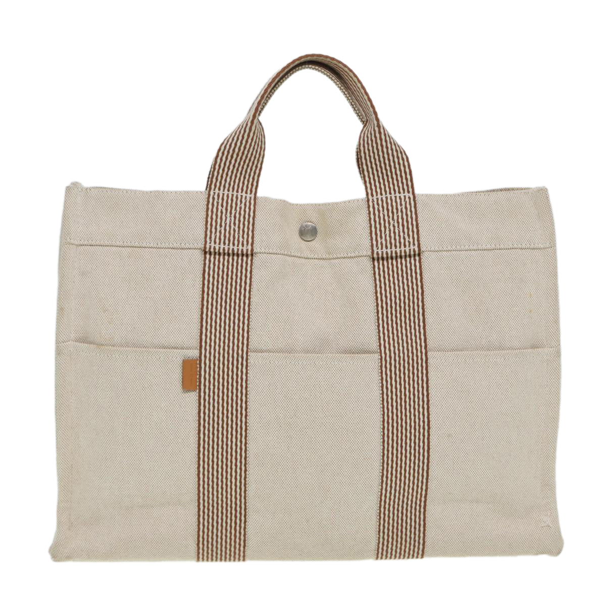 HERMES New Fourre Tout MM Tote Bag Canvas Beige Auth th5195