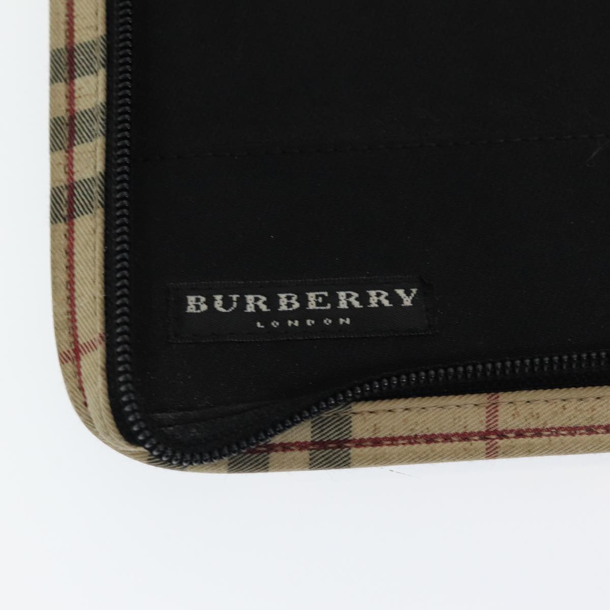 BURBERRY Nova Check Document Case Canvas Beige Auth th5204