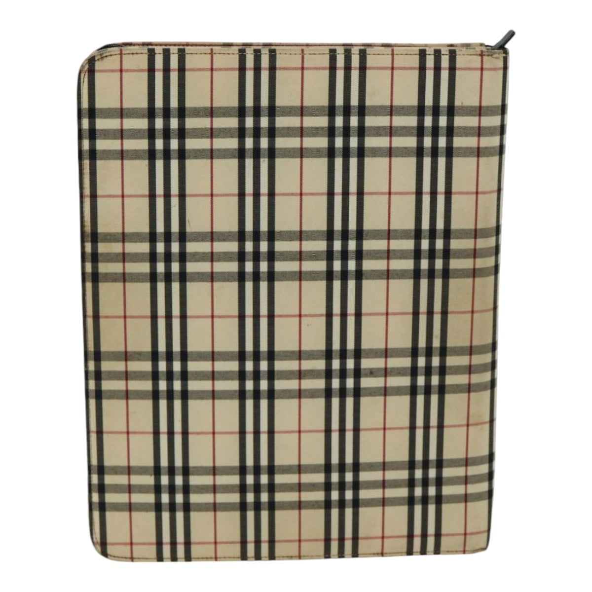 BURBERRY Nova Check Document Case Canvas Beige Auth th5204