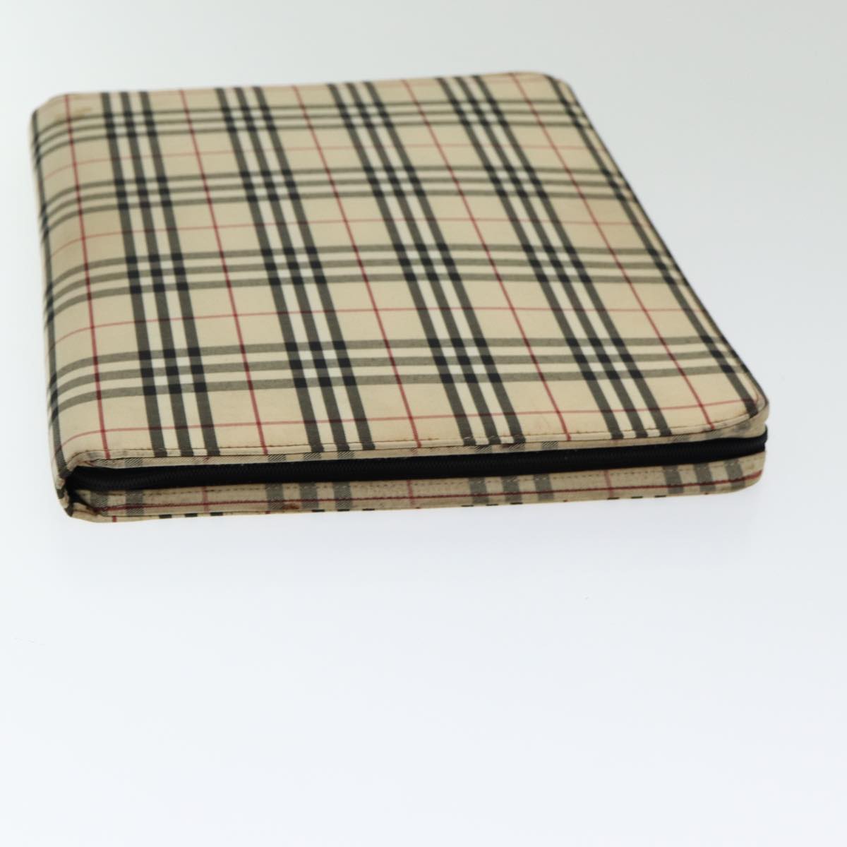 BURBERRY Nova Check Document Case Canvas Beige Auth th5204