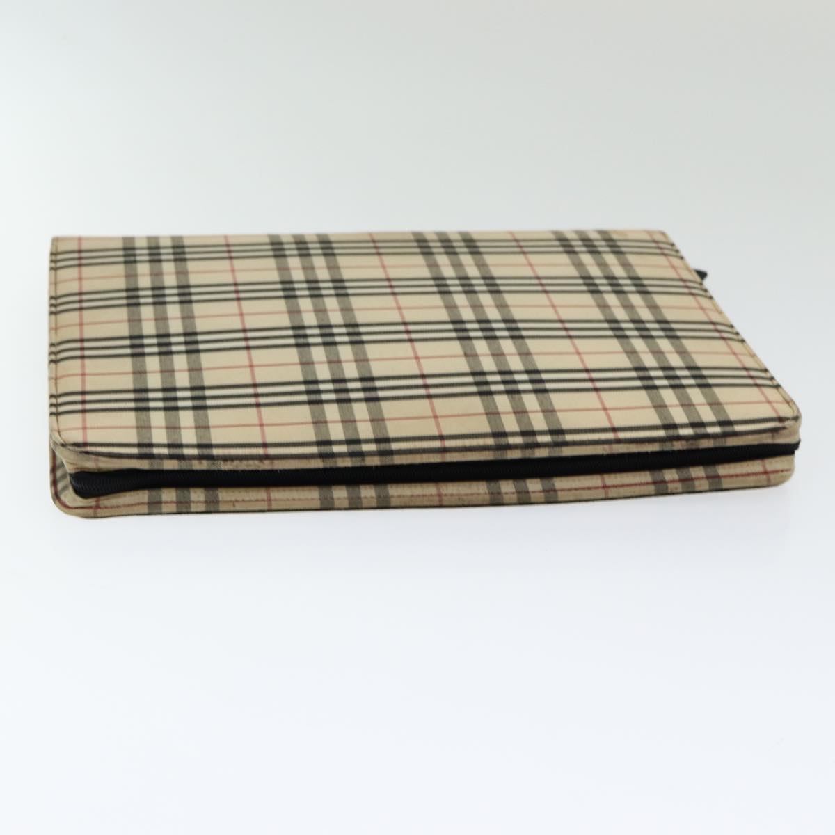 BURBERRY Nova Check Document Case Canvas Beige Auth th5204