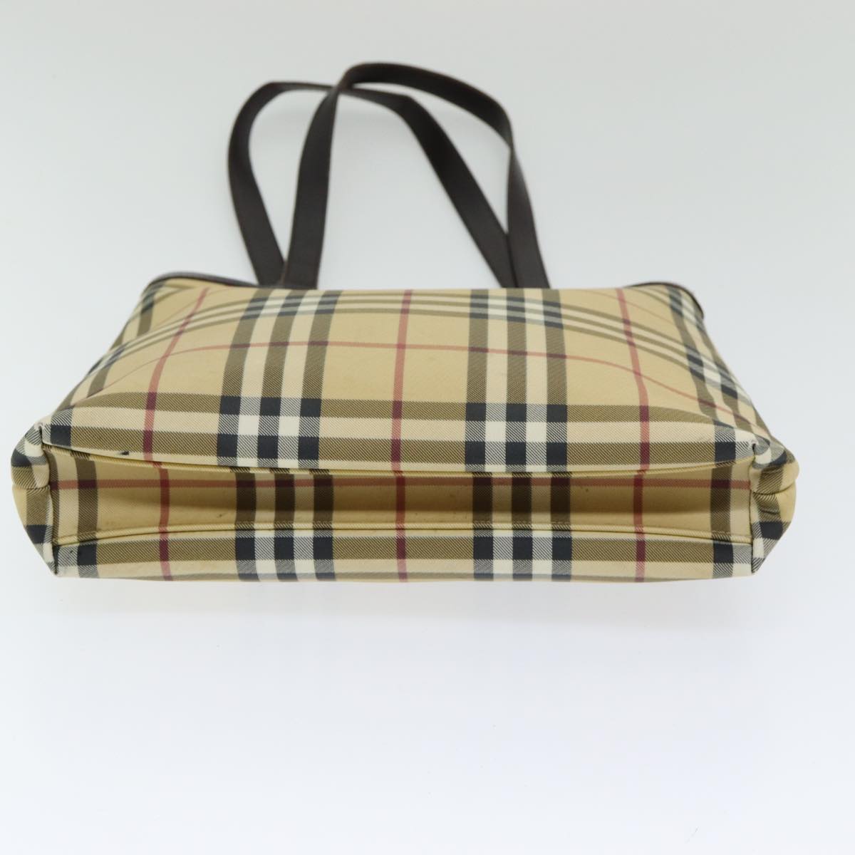 BURBERRY Nova Check Tote Bag PVC Leather Beige Auth th5205