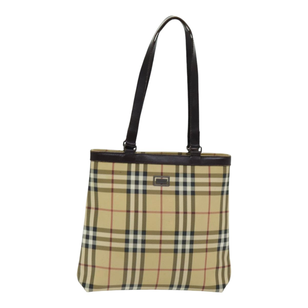 BURBERRY Nova Check Tote Bag PVC Leather Beige Auth th5205 - 0