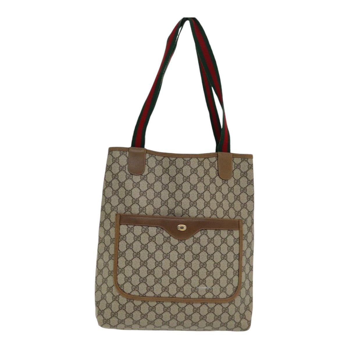 GUCCI GG Supreme Web Sherry Line Tote Bag PVC Beige Red 39 02 003 Auth th5206