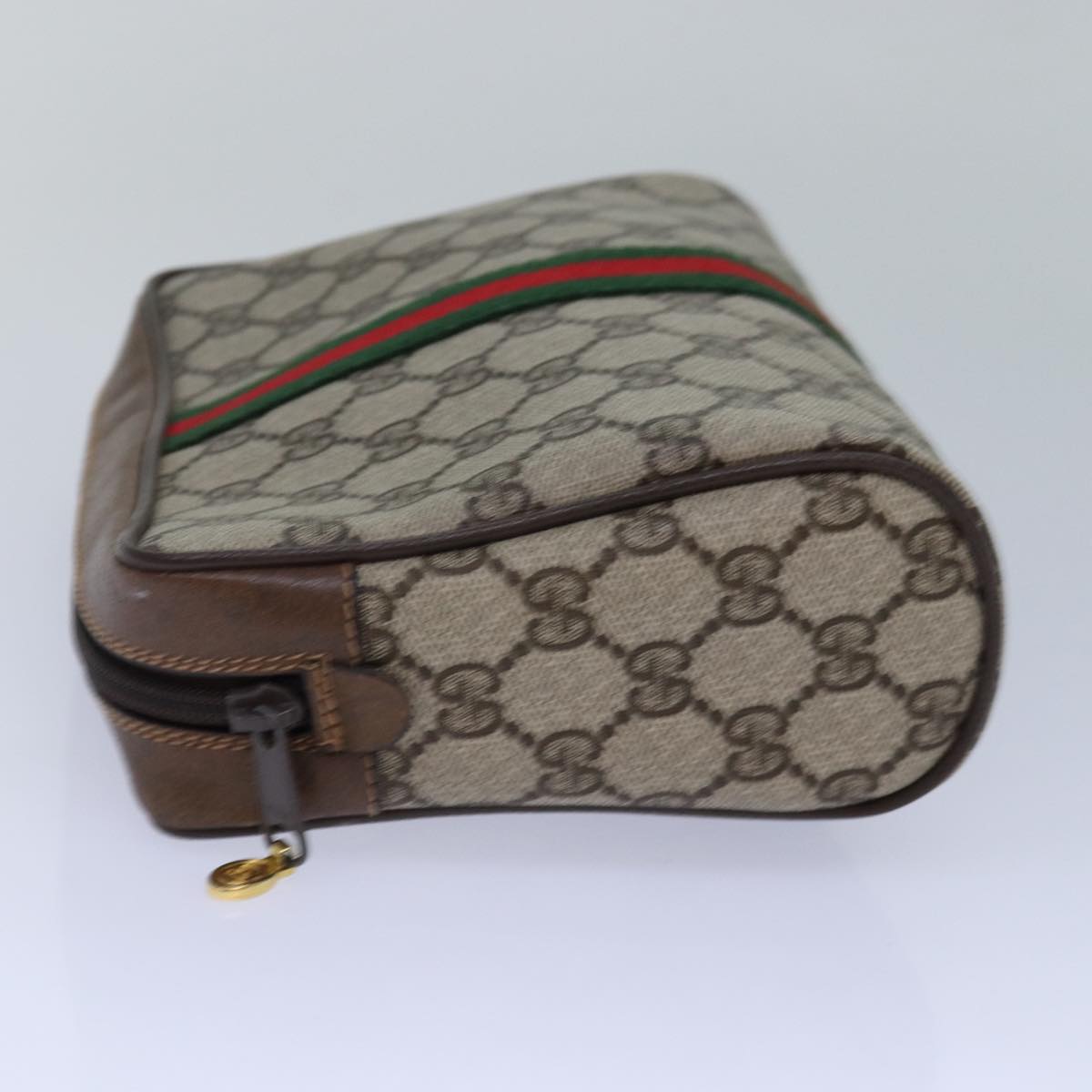 GUCCI GG Supreme Web Sherry Line Clutch Bag PVC Beige 98 73 014 3553 Auth th5210