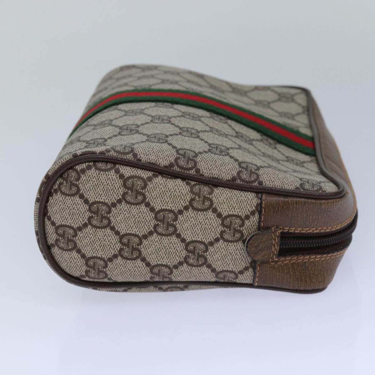 GUCCI GG Supreme Web Sherry Line Clutch Bag PVC Beige 98 73 014 3553 Auth th5210