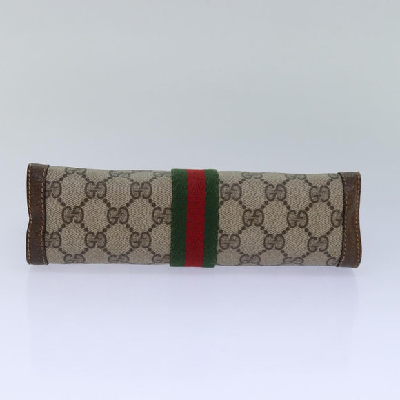 GUCCI GG Supreme Web Sherry Line Clutch Bag PVC Beige Red 84 01 001 Auth th5211