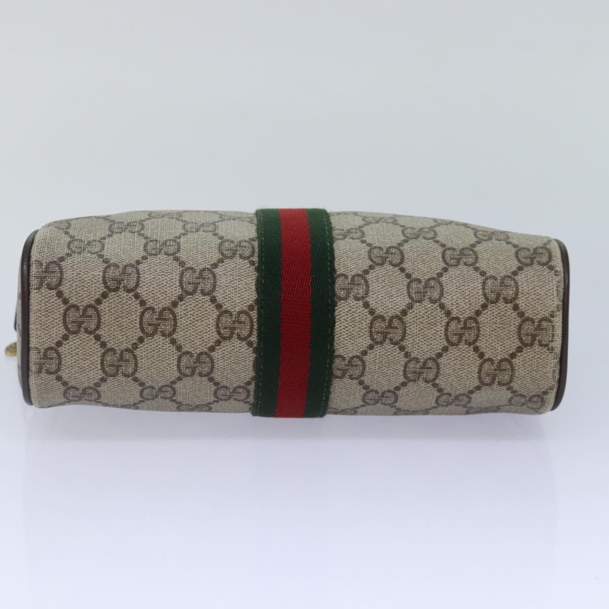 GUCCI GG Supreme Web Sherry Line Clutch Bag PVC Red Beige 56 01 012 Auth th5230