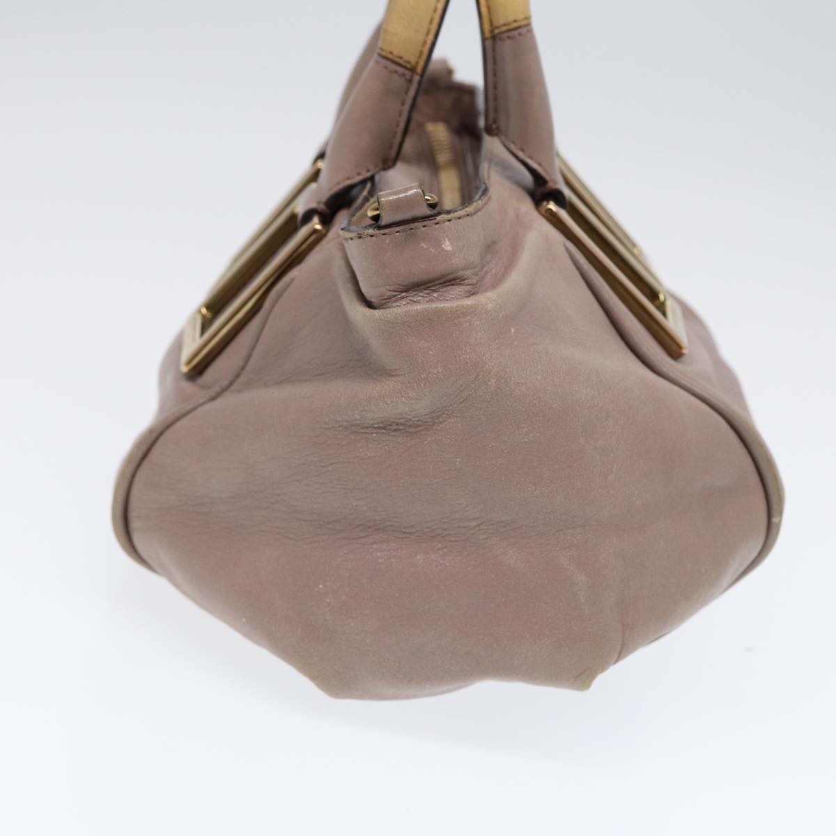 Chloe Etel Hand Bag Leather 2way Beige Gold Auth th5232