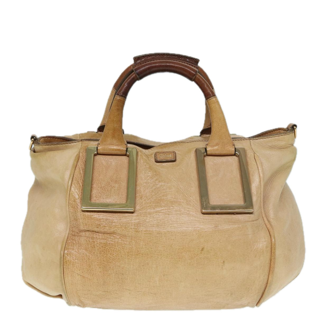 Chloe Etel Hand Bag Leather Beige Brown gold Auth th5251 - 0