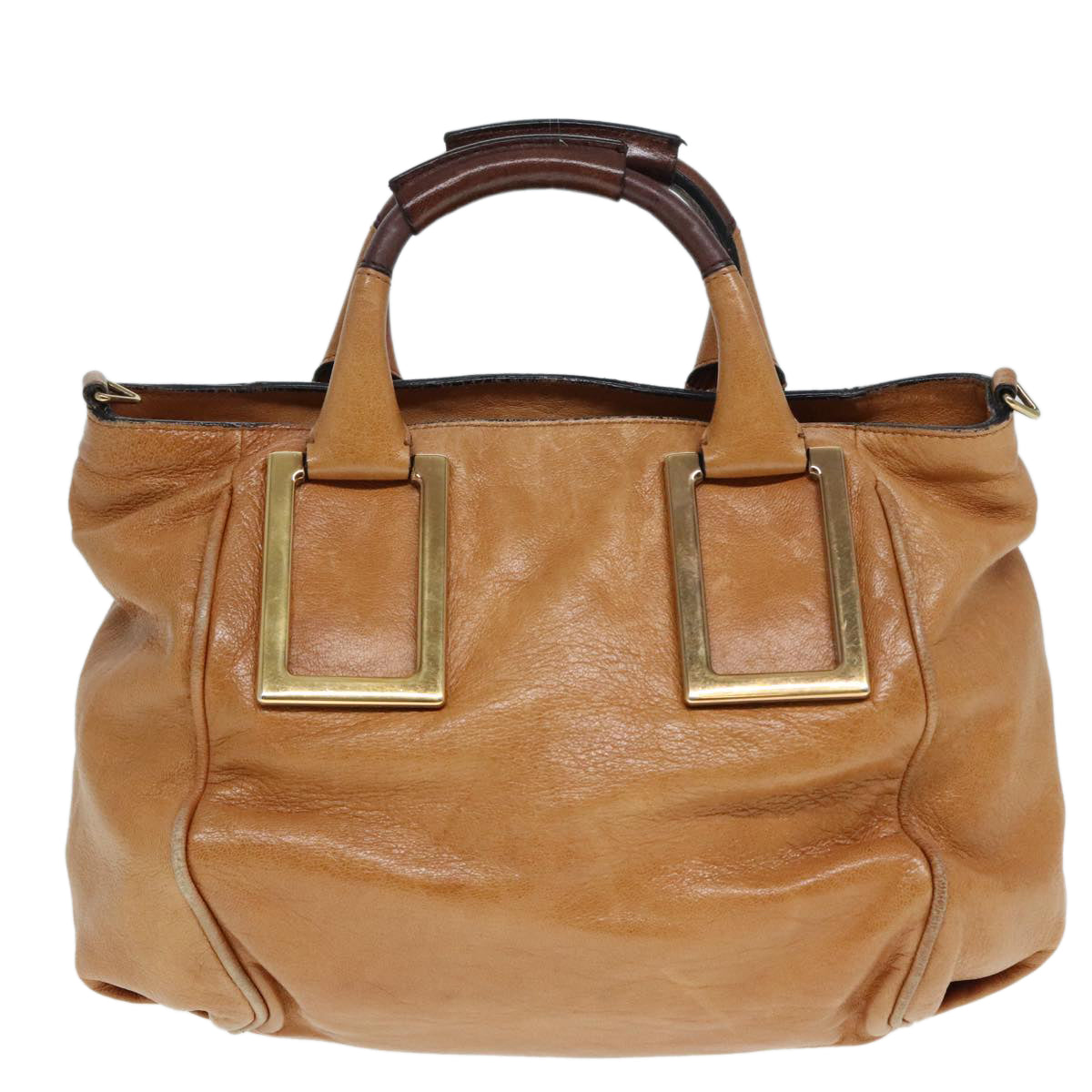 Chloe Etel Hand Bag Leather 2way Brown Gold Auth th5257 - 0