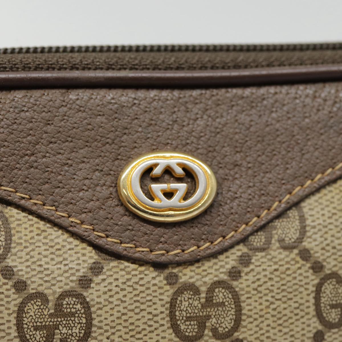 GUCCI GG Supreme Shoulder Bag PVC Leather Beige Brown gold 97 02 068 Auth th5261