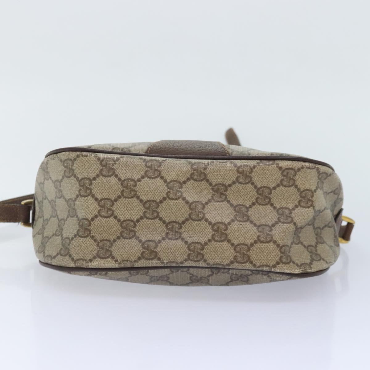 GUCCI GG Canvas Web Sherry Line Shoulder Bag PVC Leather Beige Green Auth th5295