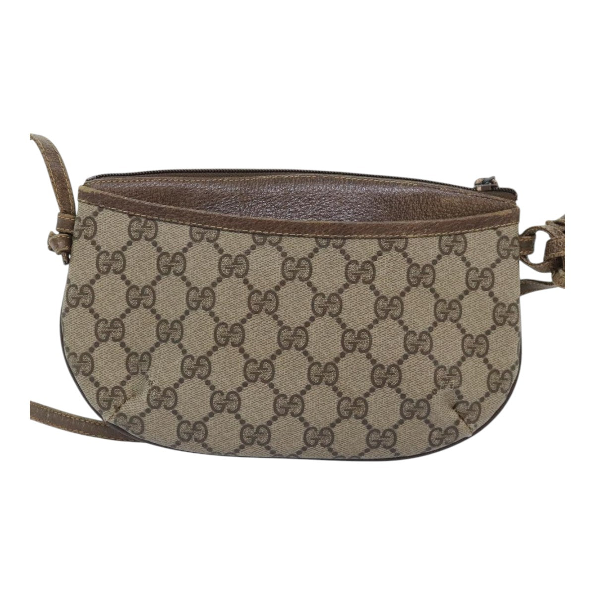 GUCCI GG Canvas Shoulder Bag PVC Leather Beige Auth th5296