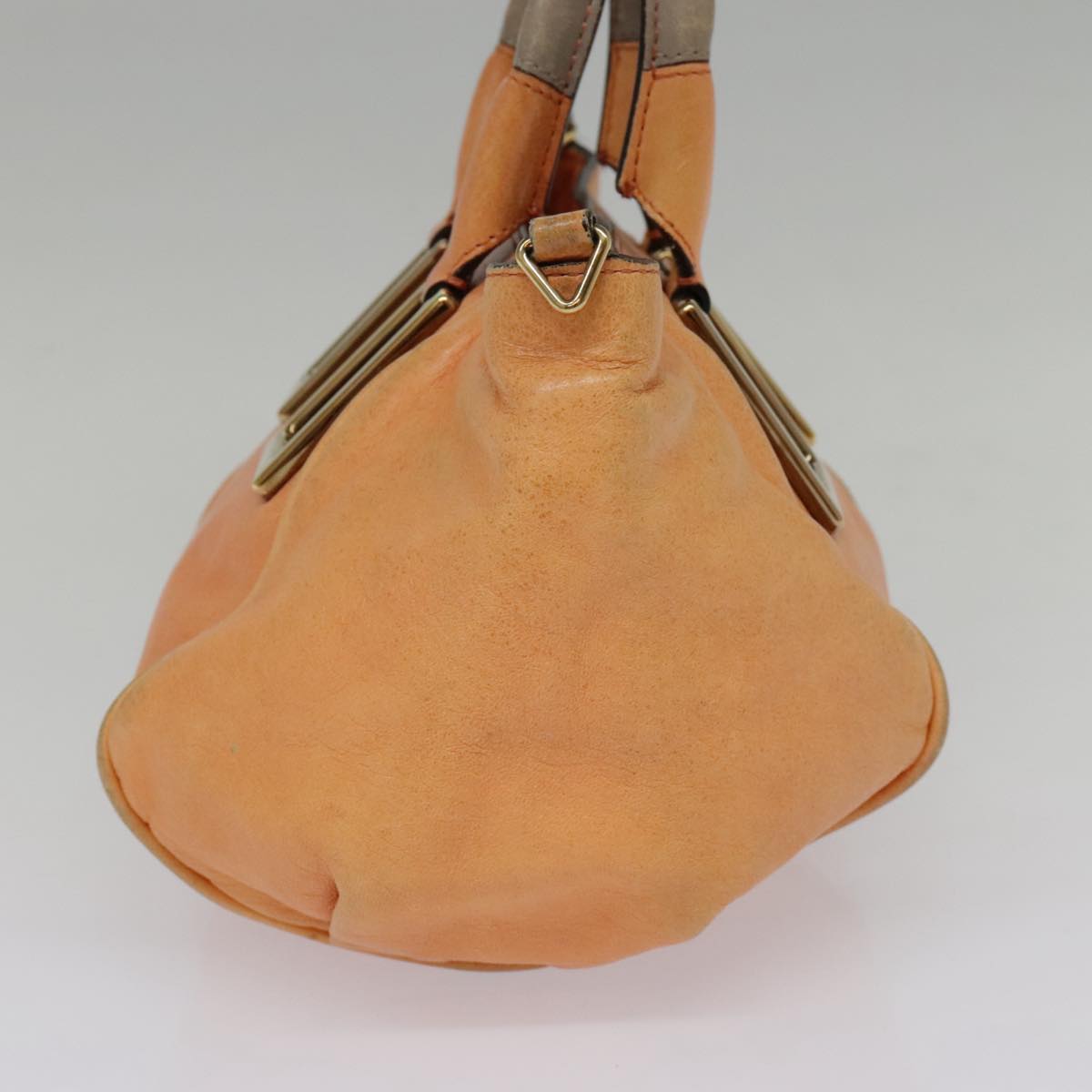 Chloe Etel Shoulder Bag Leather 2way Orange Gold Auth th5309