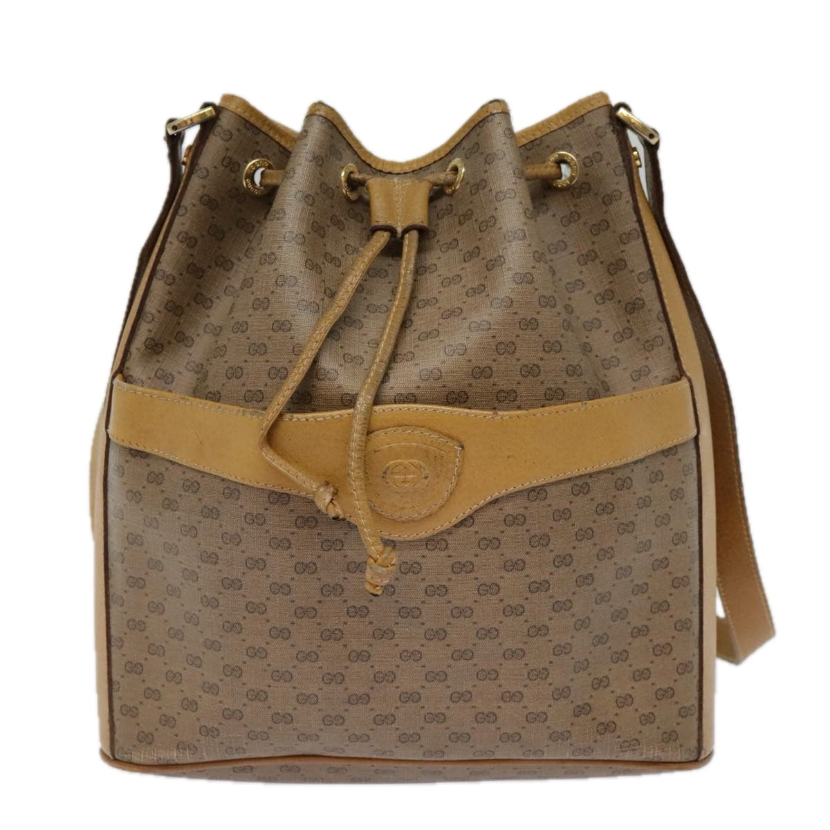 GUCCI Micro GG Supreme Shoulder Bag Beige Gold Auth th5315 - 0