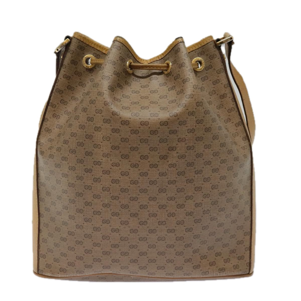 GUCCI Micro GG Supreme Shoulder Bag Beige Gold Auth th5315