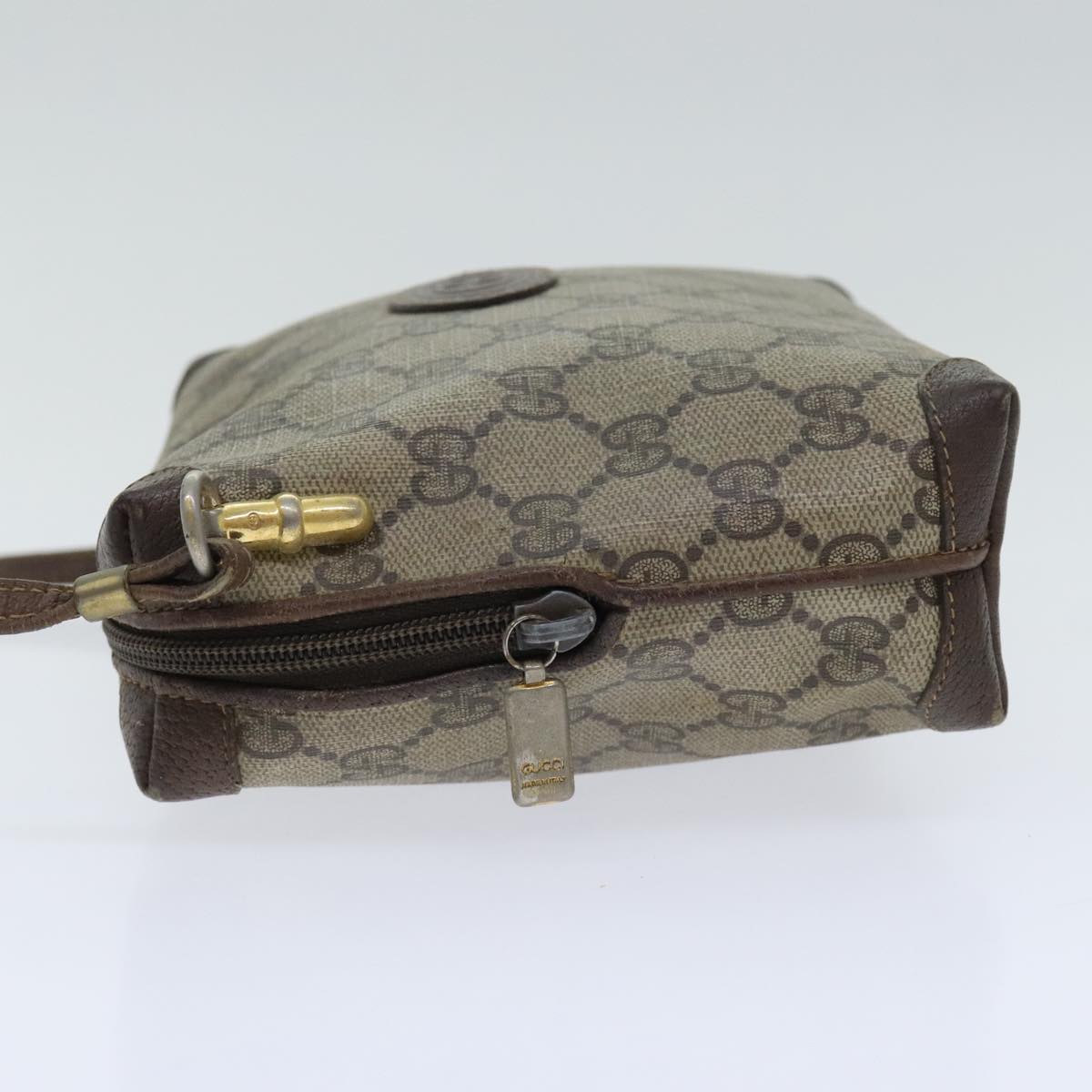 GUCCI GG Supreme Web Sherry Line Shoulder Bag PVC Beige Gold  Auth th5317