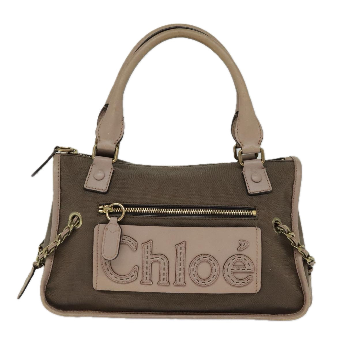 Chloe Hand Bag Canvas Leather Brown Gold Auth th5319 - 0