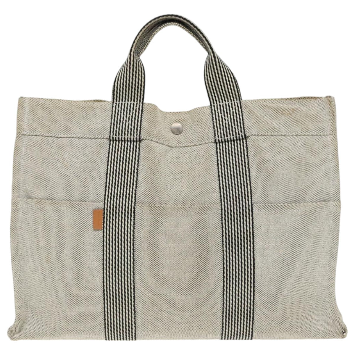 HERMES New Fourre Tout MM Tote Bag Canvas Gray Silver Auth th5320