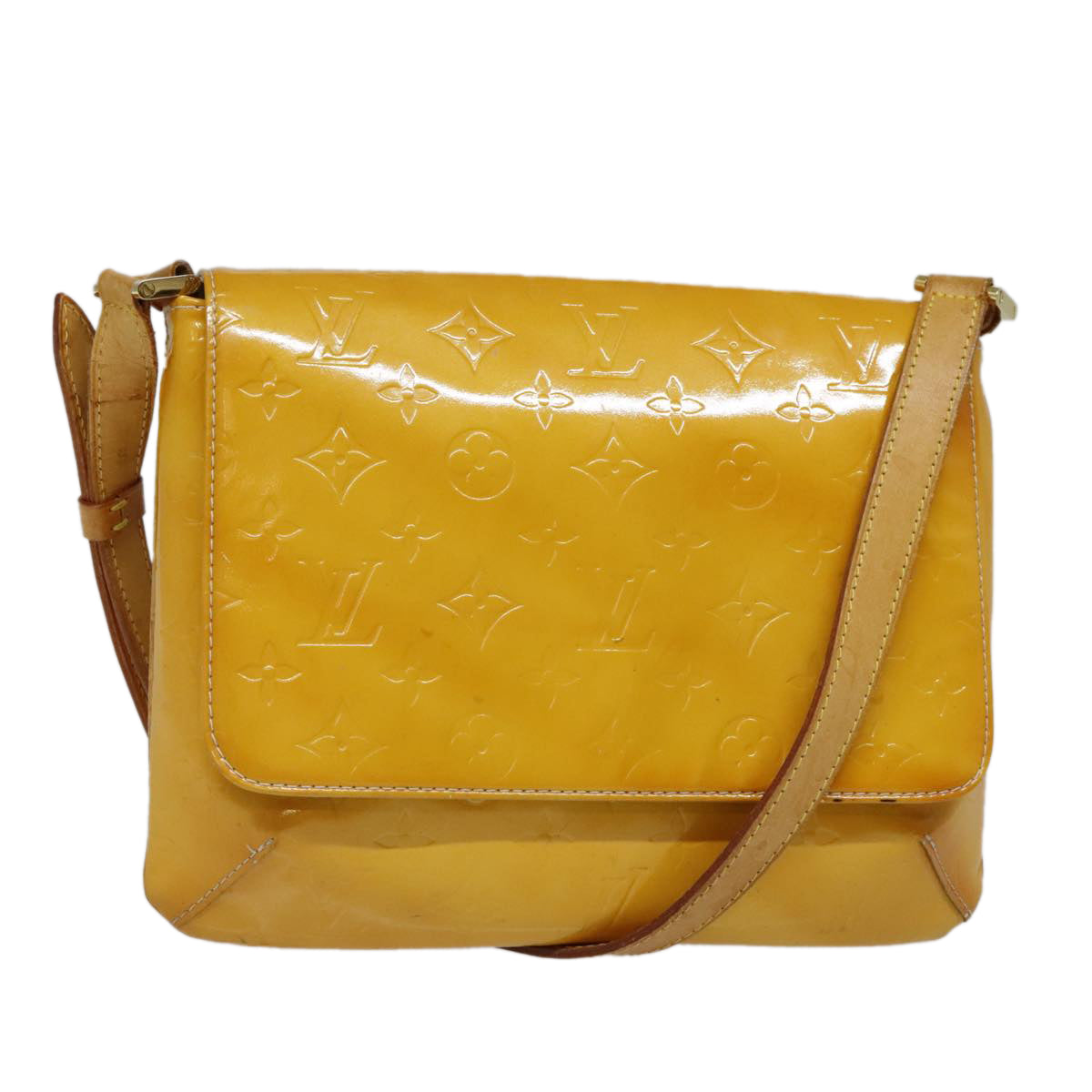 LOUIS VUITTON Monogram Vernis Thompson Street Bag Lime Yellow M91071 Auth th5330