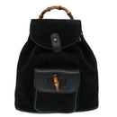 GUCCI Bamboo Backpack Suede Leather Black Gold 003 1956 0030 Auth th5335-13