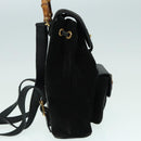 GUCCI Bamboo Backpack Suede Leather Black Gold 003 1956 0030 Auth th5335-4