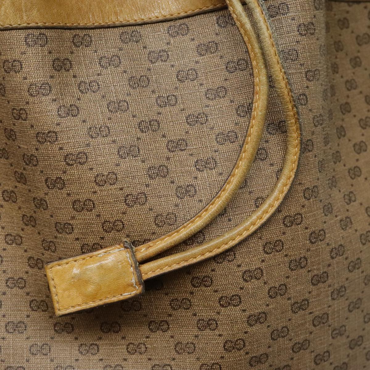 GUCCI Micro GG Canvas Web Sherry Line Shoulder Bag Beige Gold Auth th5337