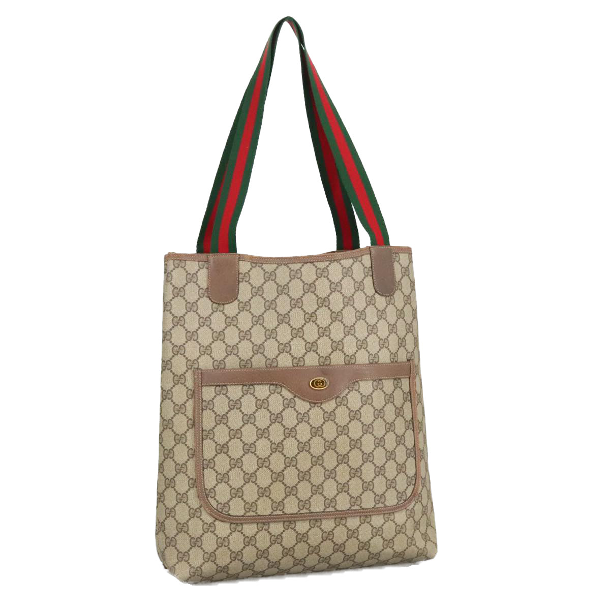 GUCCI GG Supreme Web Sherry Line Tote Bag PVC Beige 39 02 003 Auth th5372