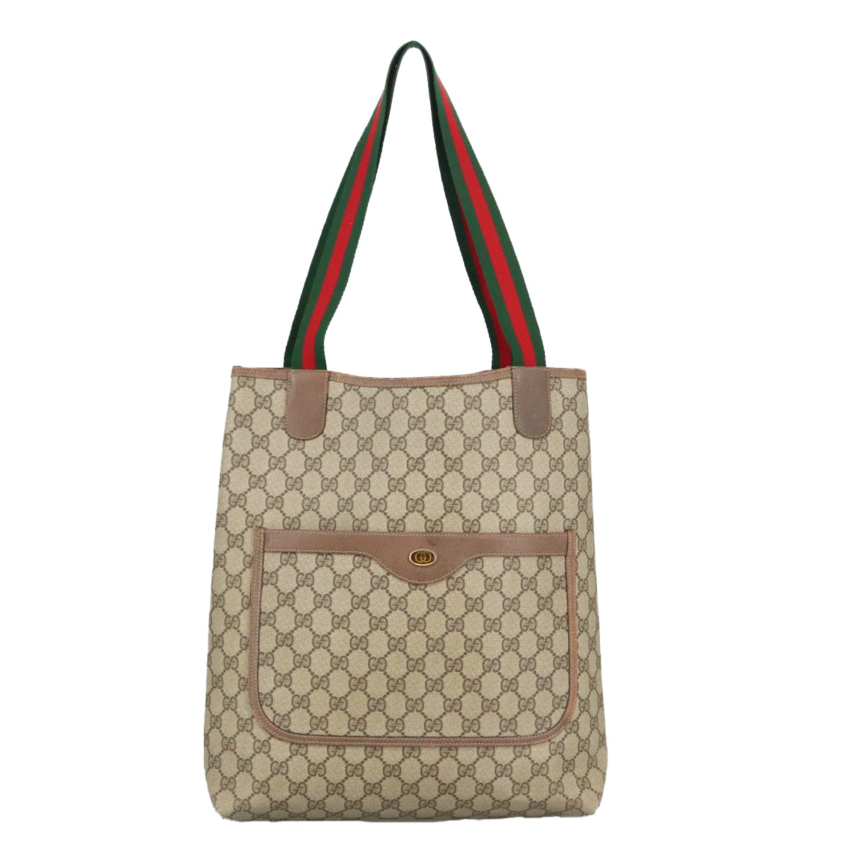 GUCCI GG Supreme Web Sherry Line Tote Bag PVC Beige 39 02 003 Auth th5372 - 0