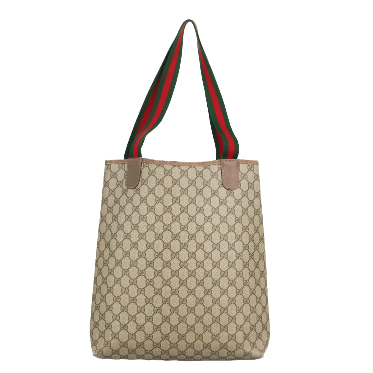 GUCCI GG Supreme Web Sherry Line Tote Bag PVC Beige 39 02 003 Auth th5372