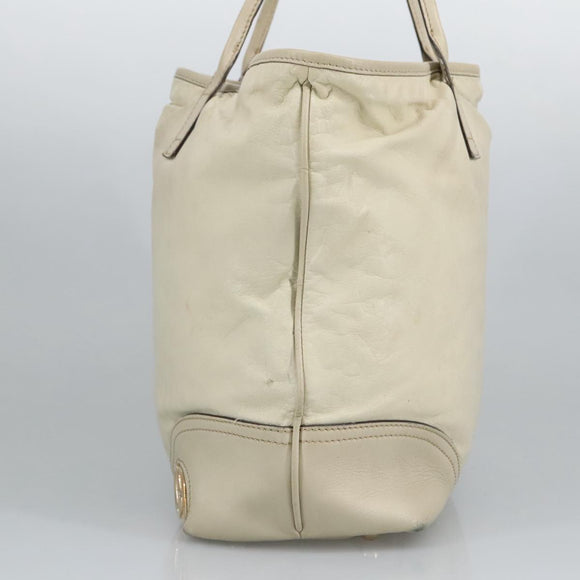GUCCI Tote Bag Leather Beige Gold 169945 Auth th5379