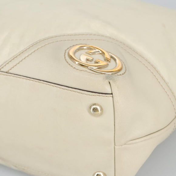 GUCCI Tote Bag Leather Beige Gold 169945 Auth th5379