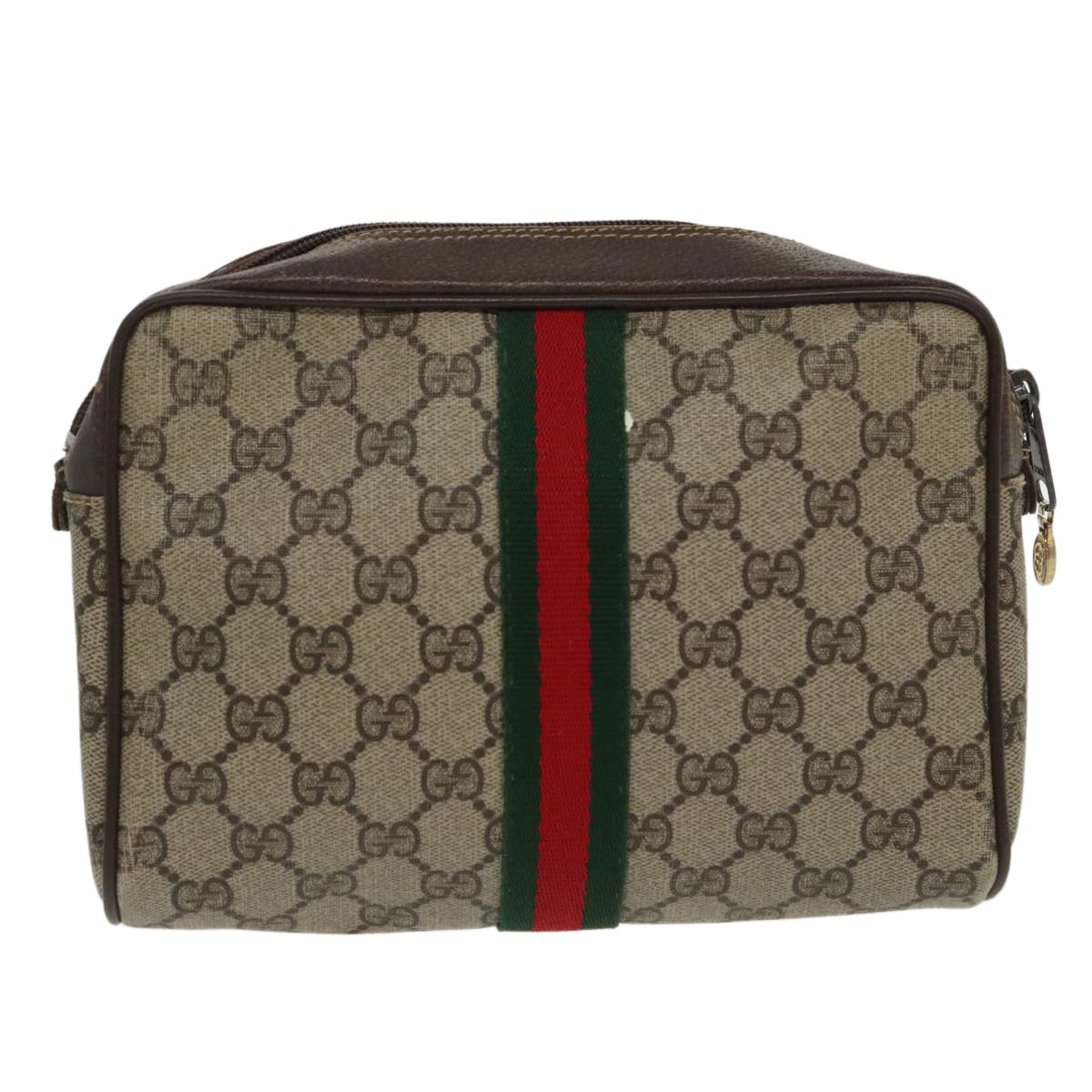 GUCCI GG Supreme Web Sherry Line Clutch Bag Beige 010 378 Auth th5385 - 0