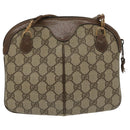 GUCCI GG Supreme Web Sherry Line Shoulder Bag PVC Beige Gold Auth th5386-2