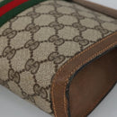GUCCI GG Plus Supreme web sherry Clutch Bag PVC Leather Beige Auth th5429-14
