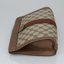 GUCCI GG Plus Supreme web sherry Clutch Bag PVC Leather Beige Auth th5429-4
