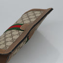 GUCCI GG Plus Supreme web sherry Clutch Bag PVC Leather Beige Auth th5429-5