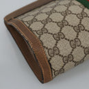 GUCCI GG Plus Supreme web sherry Clutch Bag PVC Leather Beige Auth th5429-8