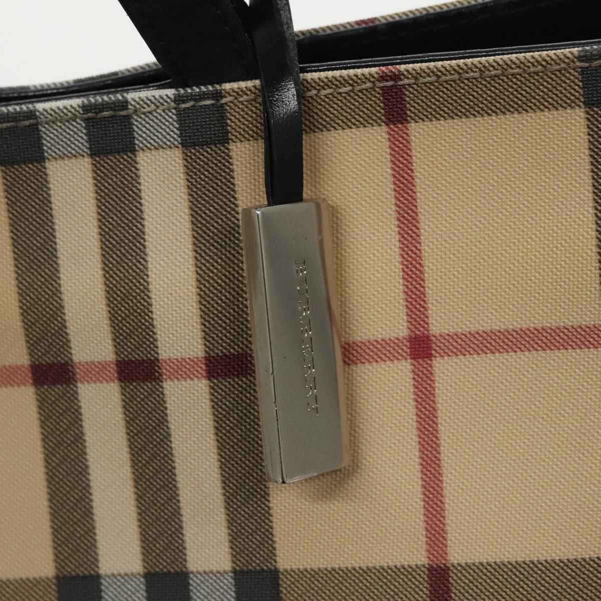 BURBERRY Nova Check Tote Bag PVC Beige Auth th5475