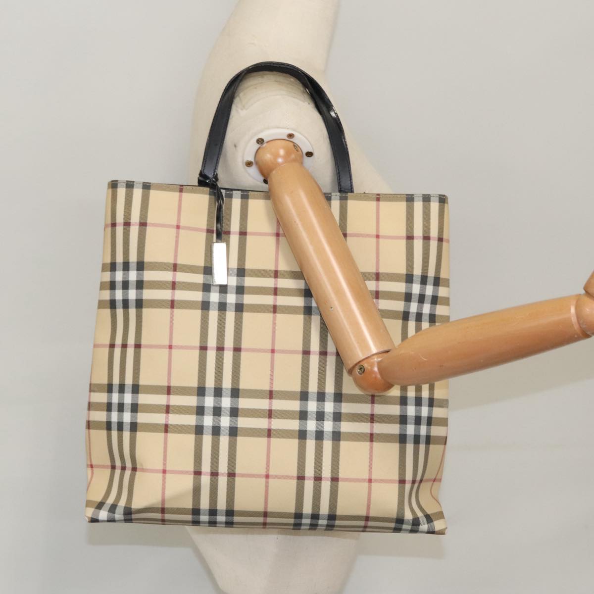 BURBERRY Nova Check Tote Bag PVC Beige Auth th5475