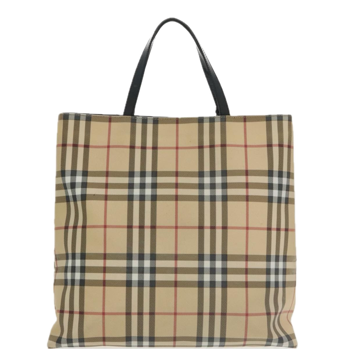 BURBERRY Nova Check Tote Bag PVC Beige Auth th5475