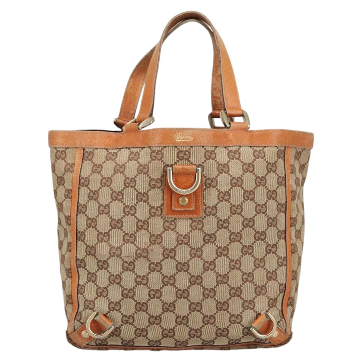 GUCCI GG Canvas Tote Bag Beige Gold 130739 Auth th5489