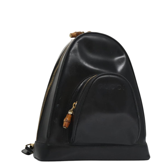 GUCCI Bamboo Body Bag Patent leather Black Gold 003 3444 0127 Auth th5494