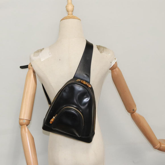 GUCCI Bamboo Body Bag Patent leather Black Gold 003 3444 0127 Auth th5494