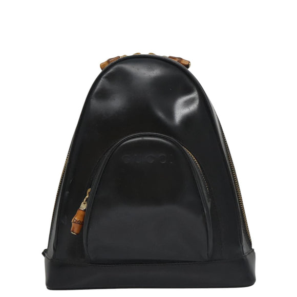 GUCCI Bamboo Body Bag Patent leather Black Gold 003 3444 0127 Auth th5494