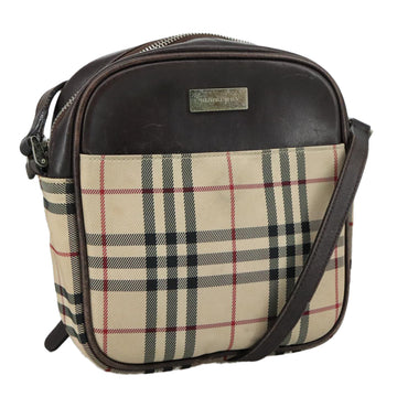 BURBERRY Nova Check Shoulder Bag Canvas Beige Auth th5516